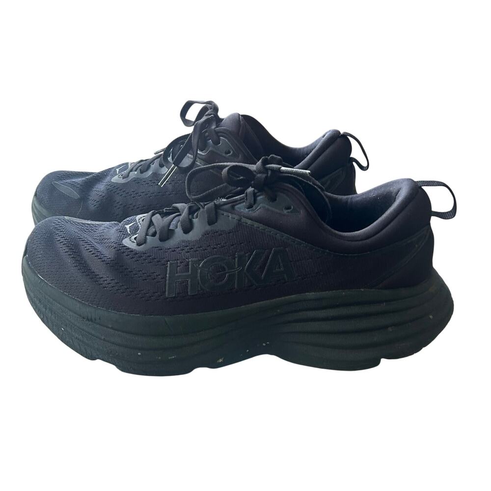 Hoka One One Bondi 8 Triple Black Shoes Womens Size 9D Athletic Running Jogging